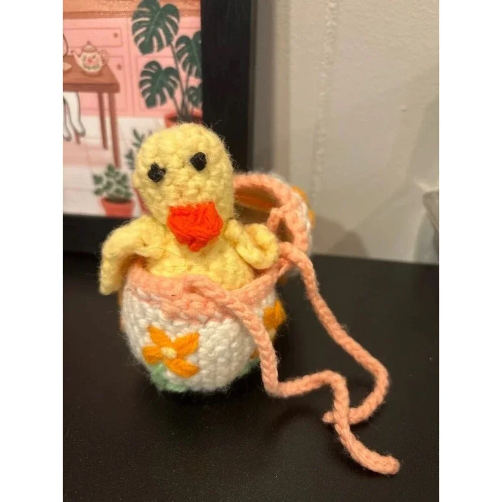 Vintage Crochet Hatching Easter Duckling Toy